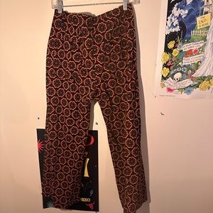Anthropologie Black and Orange Wide Leg Pants